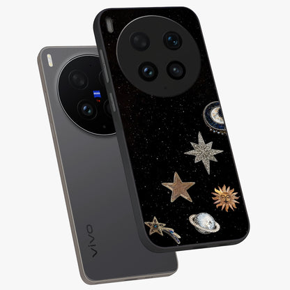 Galactic Charm Glow Glass Case displayed in angled mockup highlighting luminous galaxy inspired design with dreamy aesthetic.
