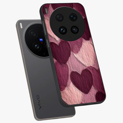 Layered Paper Hearts Glass Case displayed in angled mockup highlighting creative paper craft heart design with romantic aesthetic.