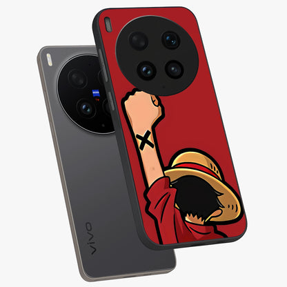 Luffy X Spirit Glass Case displayed in angled mockup highlighting powerful anime design with energetic action aesthetic.