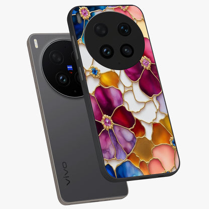 Marble Flower Pattern Glass Case displayed in angled mockup highlighting elegant marble floral design with modern aesthetic.
