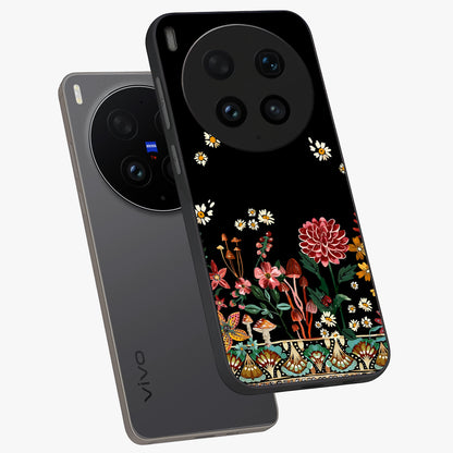 Midnight Bloom Pattern Glass Case displayed in angled mockup highlighting elegant flower design with midnight aesthetic style.