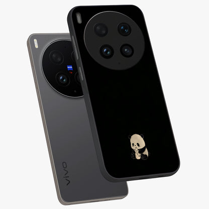 Midnight Panda Love Glass Case displayed in angled mockup highlighting adorable panda illustration with midnight aesthetic.
