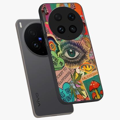 Mystic Eye Wonderland Glass Case displayed in angled mockup highlighting magical eye illustration with dreamy aesthetic.