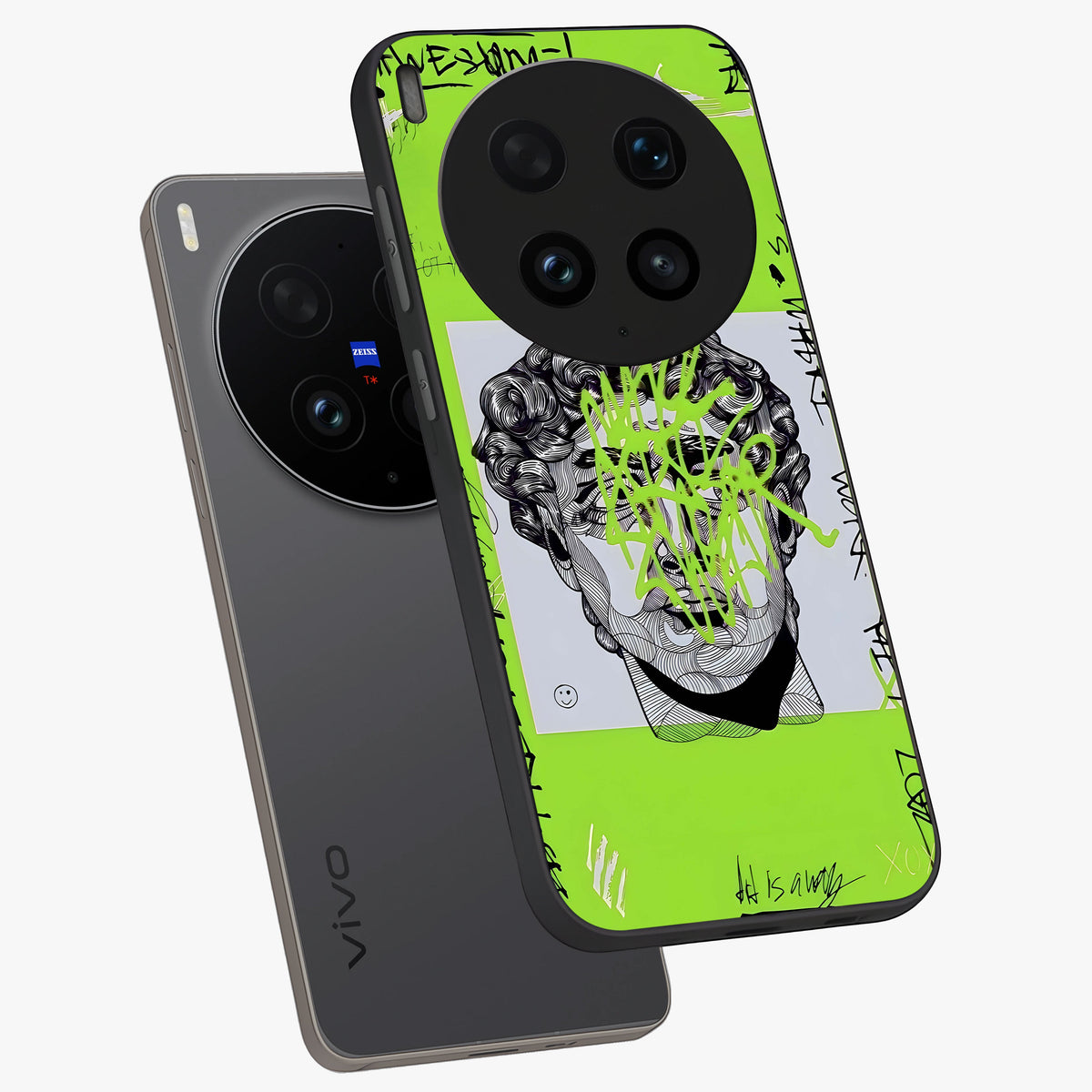 Neo Graffiti Rebellion Glass Case displayed in angled mockup highlighting urban street art design with rebellious aesthetic.
