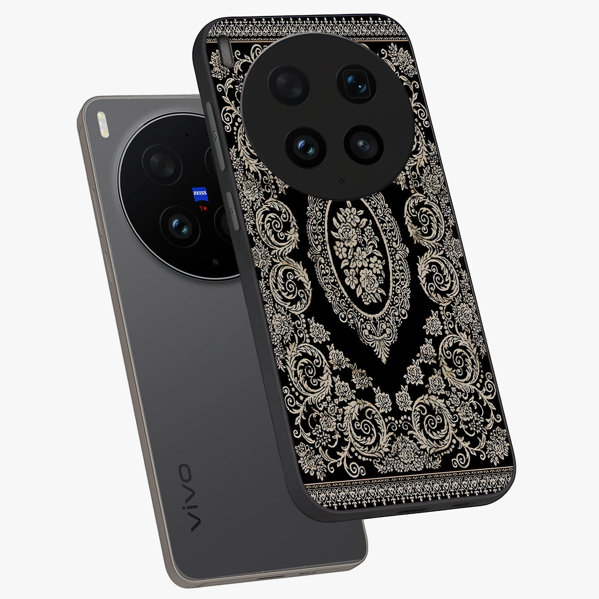 Noir Bloom Elegance Glass Case displayed in angled mockup highlighting refined flower design with stylish noir aesthetic.