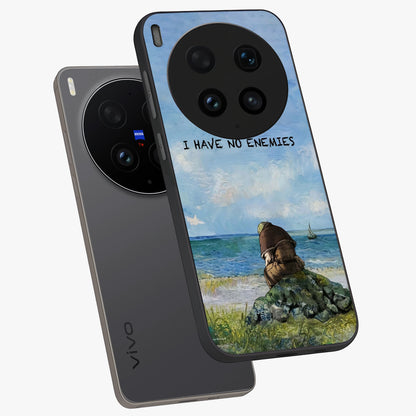 Peace Beyond War Glass Case displayed in angled mockup highlighting meaningful message design with artistic aesthetic style.