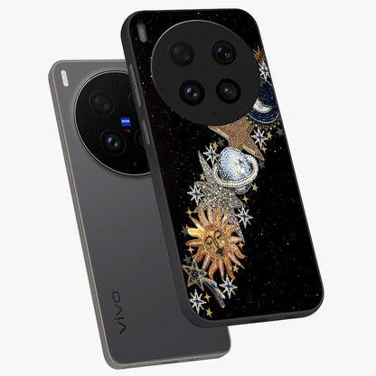 Pearls Universe Object Glass Case displayed in angled mockup highlighting celestial pearl design with dreamy aesthetic.