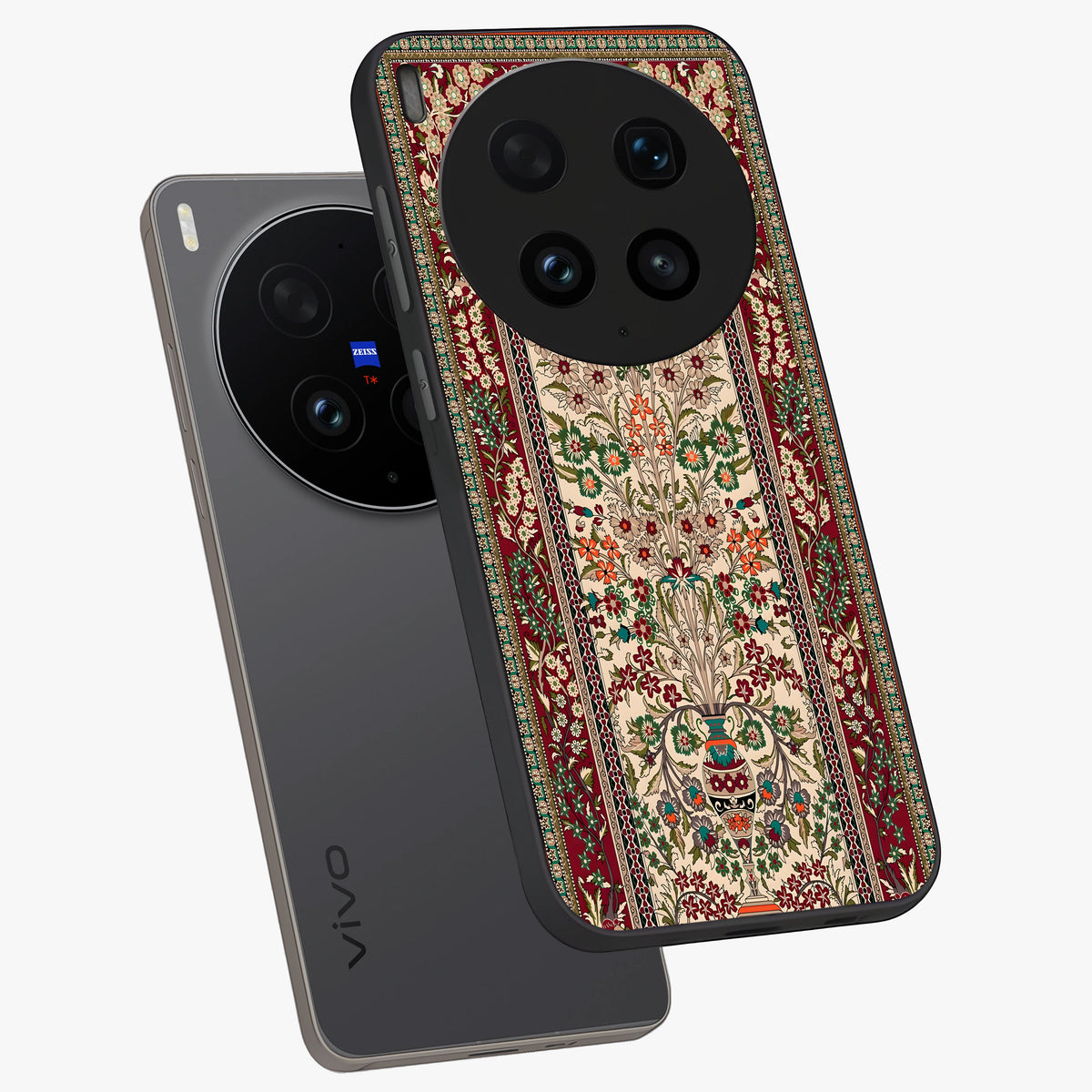 Persian Inspired Glass Case displayed in angled mockup highlighting intricate traditional design with elegant cultural aesthetic.