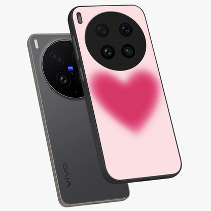 Pink Aura Heart Glass Case displayed in angled mockup highlighting vibrant pink heart design with dreamy aura aesthetic.