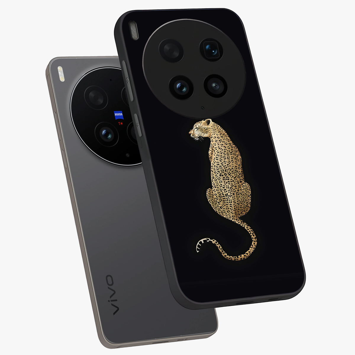 Regal Leopard Glass Case displayed in angled mockup highlighting powerful animal illustration with stylish wild aesthetic.