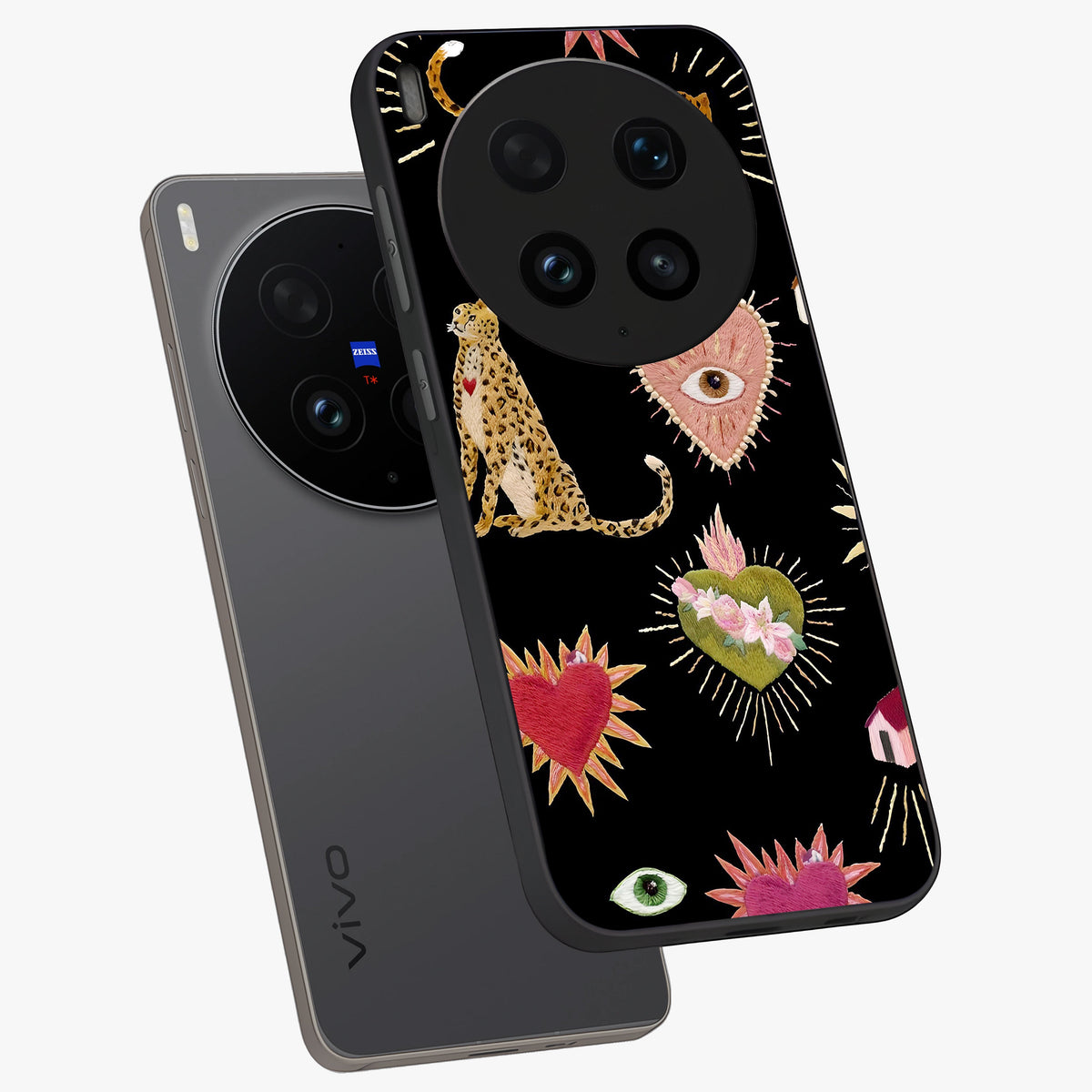 Sacred Jungle Heart Glass Case displayed in angled mockup highlighting lush tropical design with natural aesthetic style.