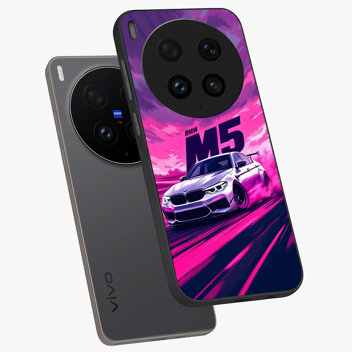 Velocity Drift Pulse Glass Case displayed in angled mockup highlighting dynamic drift design with sporty automotive aesthetic.