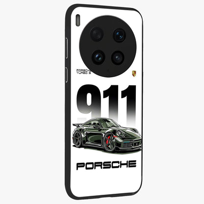 911 Turbo Dominance Glass Case upright perspective showcasing powerful racing design and modern automotive aesthetic.
