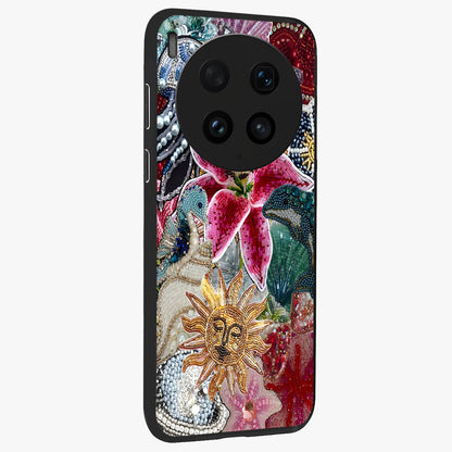 Beaded Garden Fantasy Glass Case upright view showcasing whimsical garden aesthetic with artistic bead details.