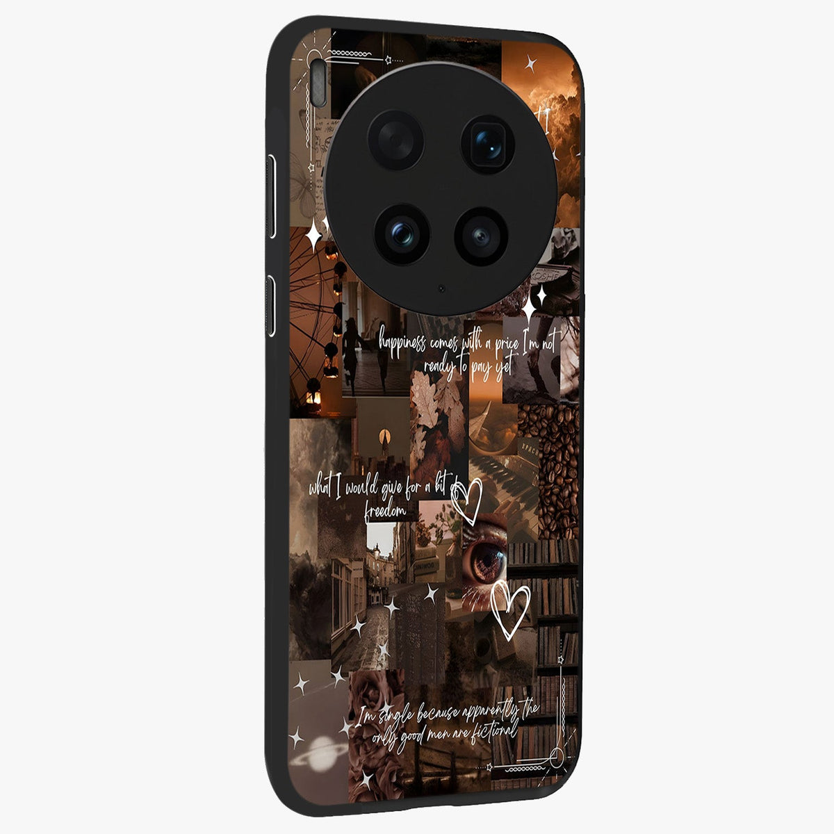 Bittersweet Aesthetic Chaos Glass Case upright view showcasing bold artistic chaos design with modern aesthetic style.