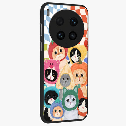Cats in Fruits Glass Case upright view showcasing charming cat artwork with fun fruity theme.