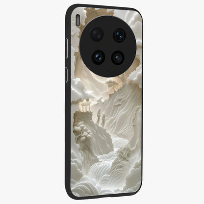 Celestial Origami Glass Case upright view showcasing creative origami artwork with modern celestial style.