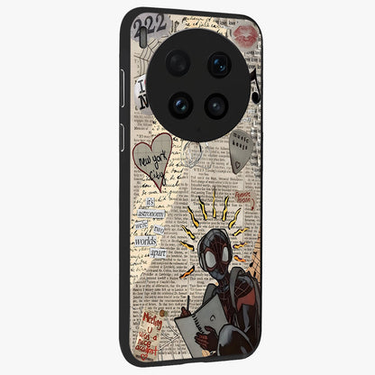 City Dream Sketch Glass Case upright view showcasing urban skyline artwork with stylish hand drawn design.