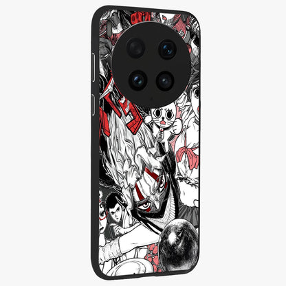 Crimson Chaos Panel Glass Case upright view showcasing intense crimson artwork with dramatic aesthetic style.