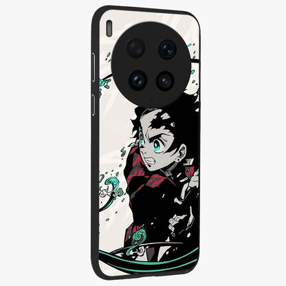 Demon Slayer Glass Case upright view showcasing powerful anime artwork with intense warrior theme.