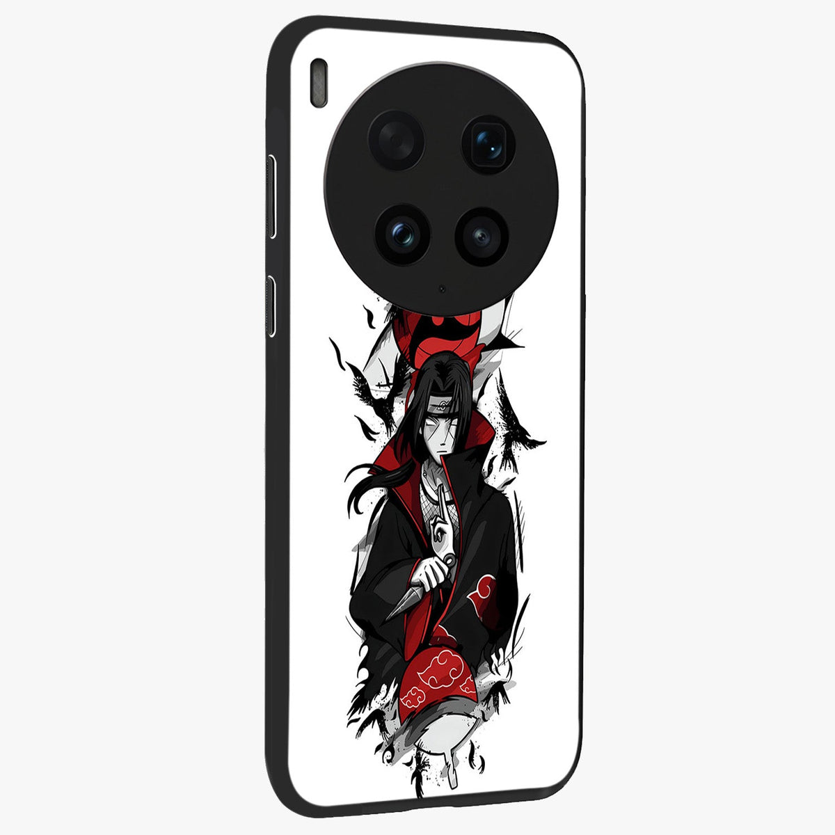 Itachi Limited Edition Naruto Anime Glass Case upright view showcasing intense anime artwork with powerful character theme.
