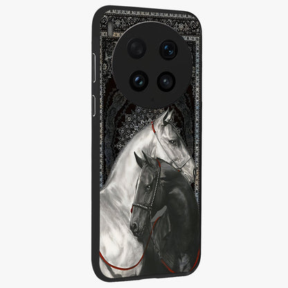 Majestic Ride Legacy Glass Case upright view showcasing dynamic ride inspired artwork with modern automotive theme.