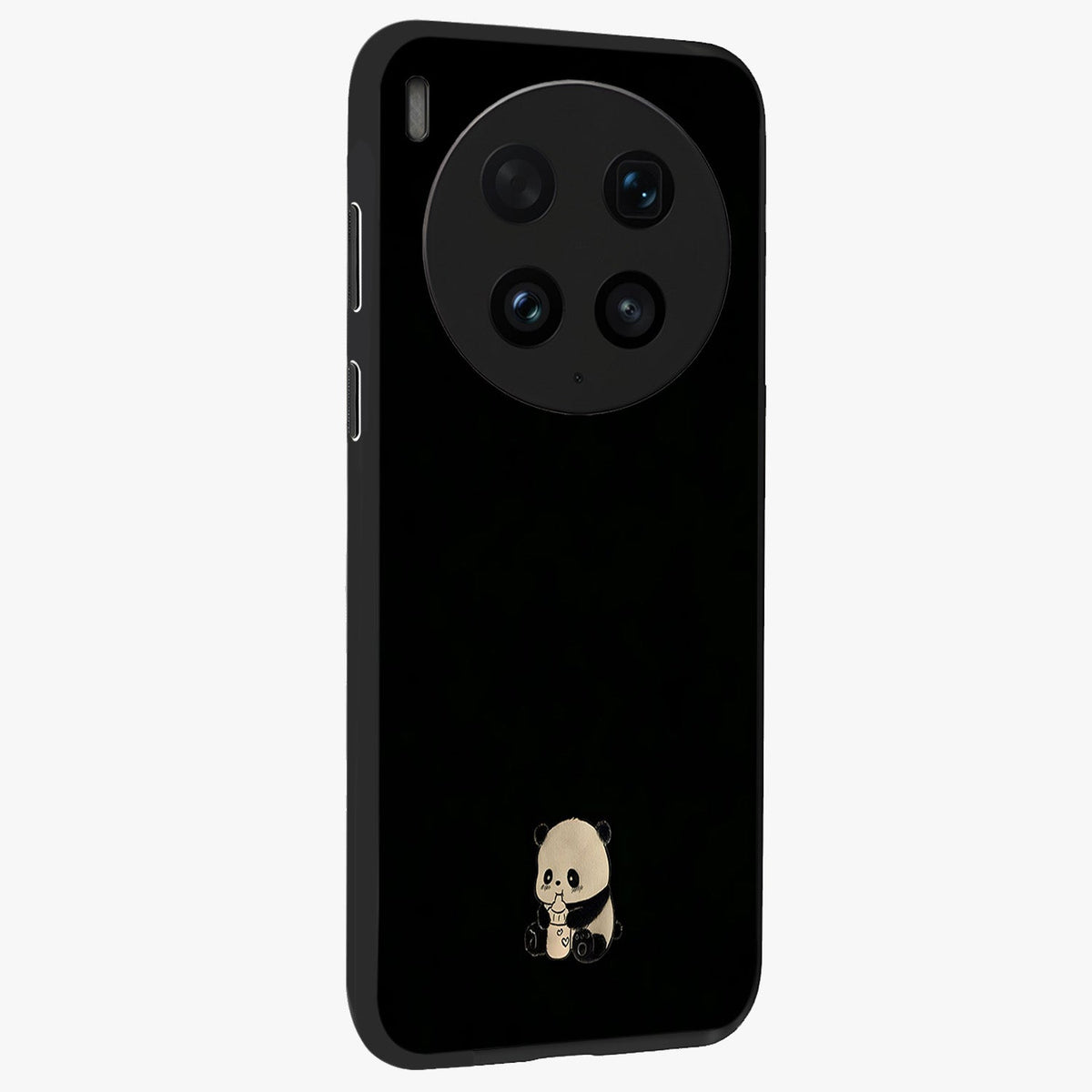 Midnight Panda Love Glass Case upright view showcasing charming panda artwork with playful romantic theme.