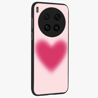 Pink Aura Heart Glass Case upright view showcasing romantic heart artwork with soft pastel theme.