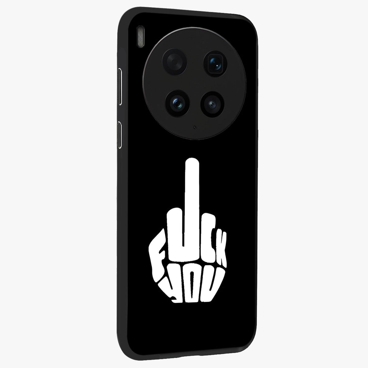 Rebel Mode On Glass Case upright view showcasing striking statement artwork with bold rebellious theme.