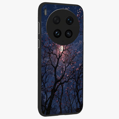 Twilight Sakura Serenade Glass Case upright view showcasing beautiful cherry blossom artwork with serene evening theme.