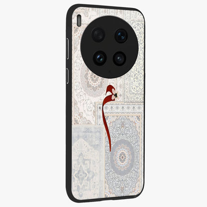 White Aesthetic Bow Glass Case upright view showcasing delicate ribbon bow artwork with cute minimalist theme.