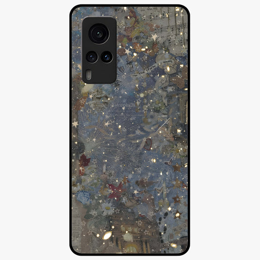 Aesthetic Astrolophia Glass Case showing flat back view with dreamy aesthetic design and glossy glass finish.