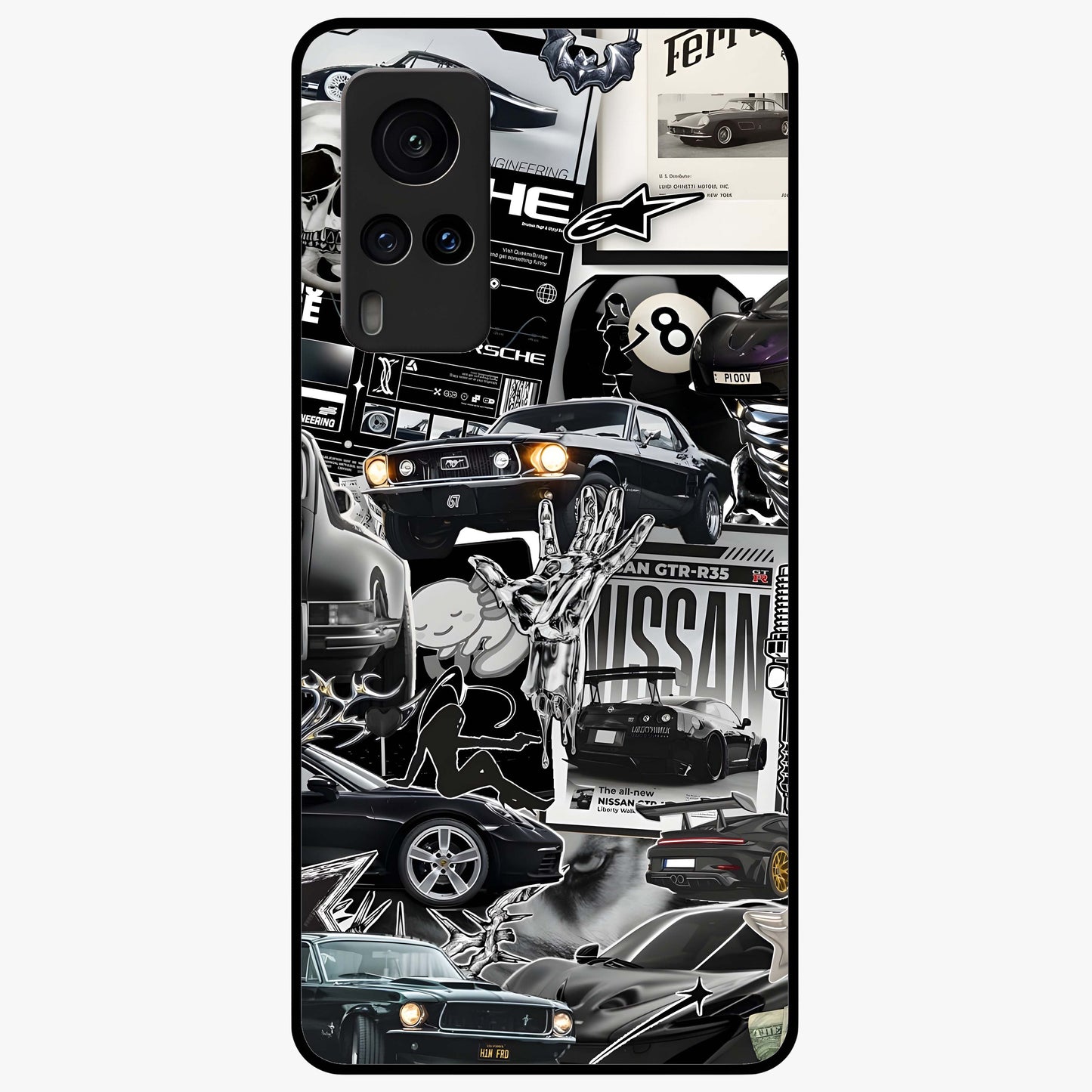 Aesthetic Dark Love Glass Case showing flat back view with dark romantic artwork and glossy glass finish.