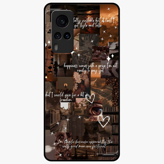 Bittersweet Aesthetic Chaos Glass Case showing flat back view with artistic chaotic aesthetic design and glossy glass finish.