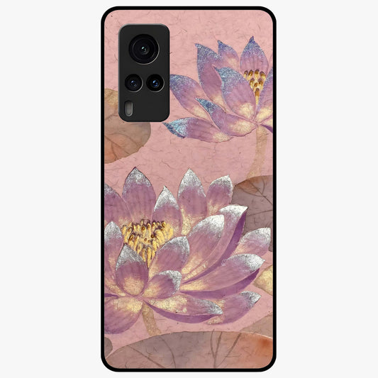 Blossom Mist Lotus Glass Case showing flat back view with serene lotus blossom artwork and glossy glass finish.