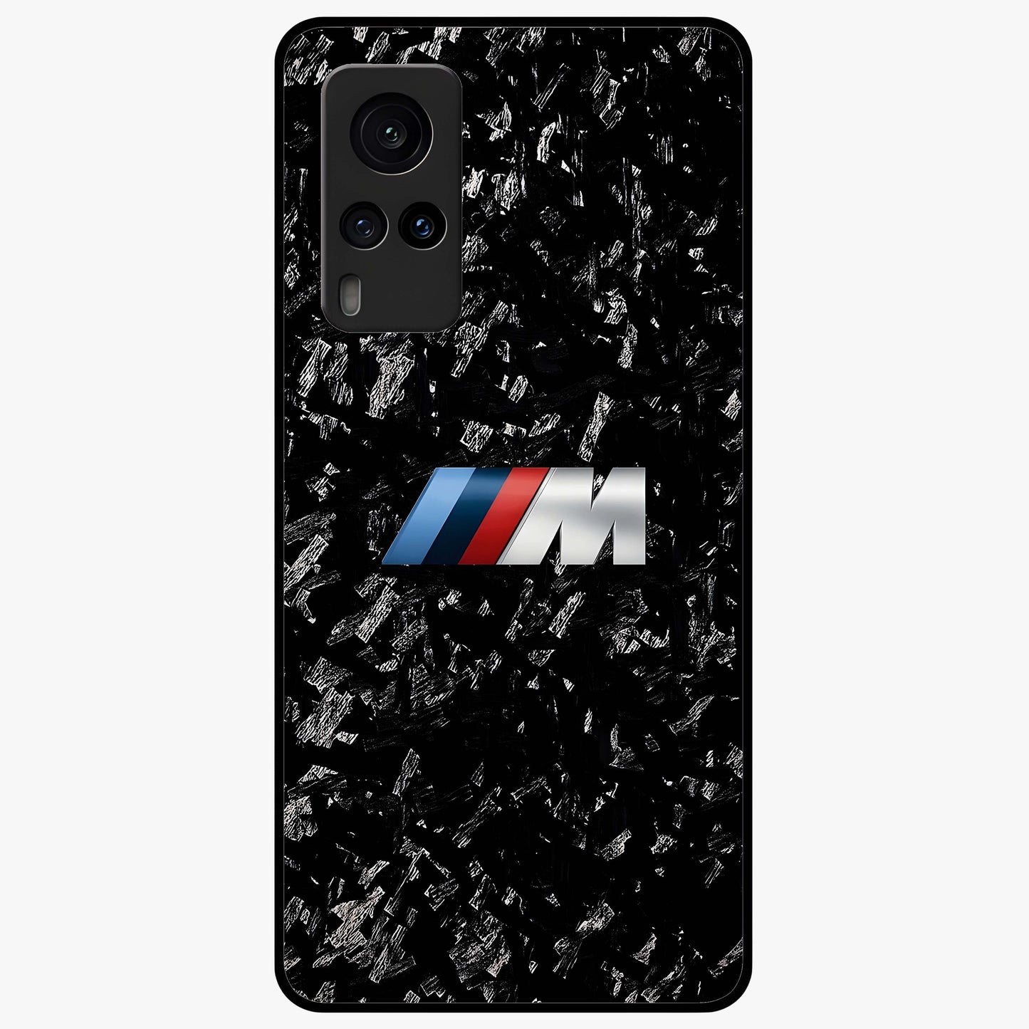 Carbon Speed Mark Glass Case showing flat back view with sporty carbon pattern artwork and glossy glass finish.