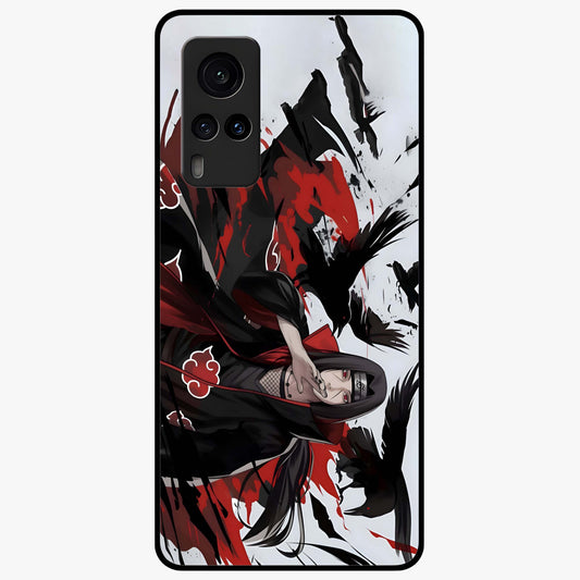 Crimson Crow Illusion Glass Case showing flat back view with artistic crow illusion artwork and glossy glass finish.