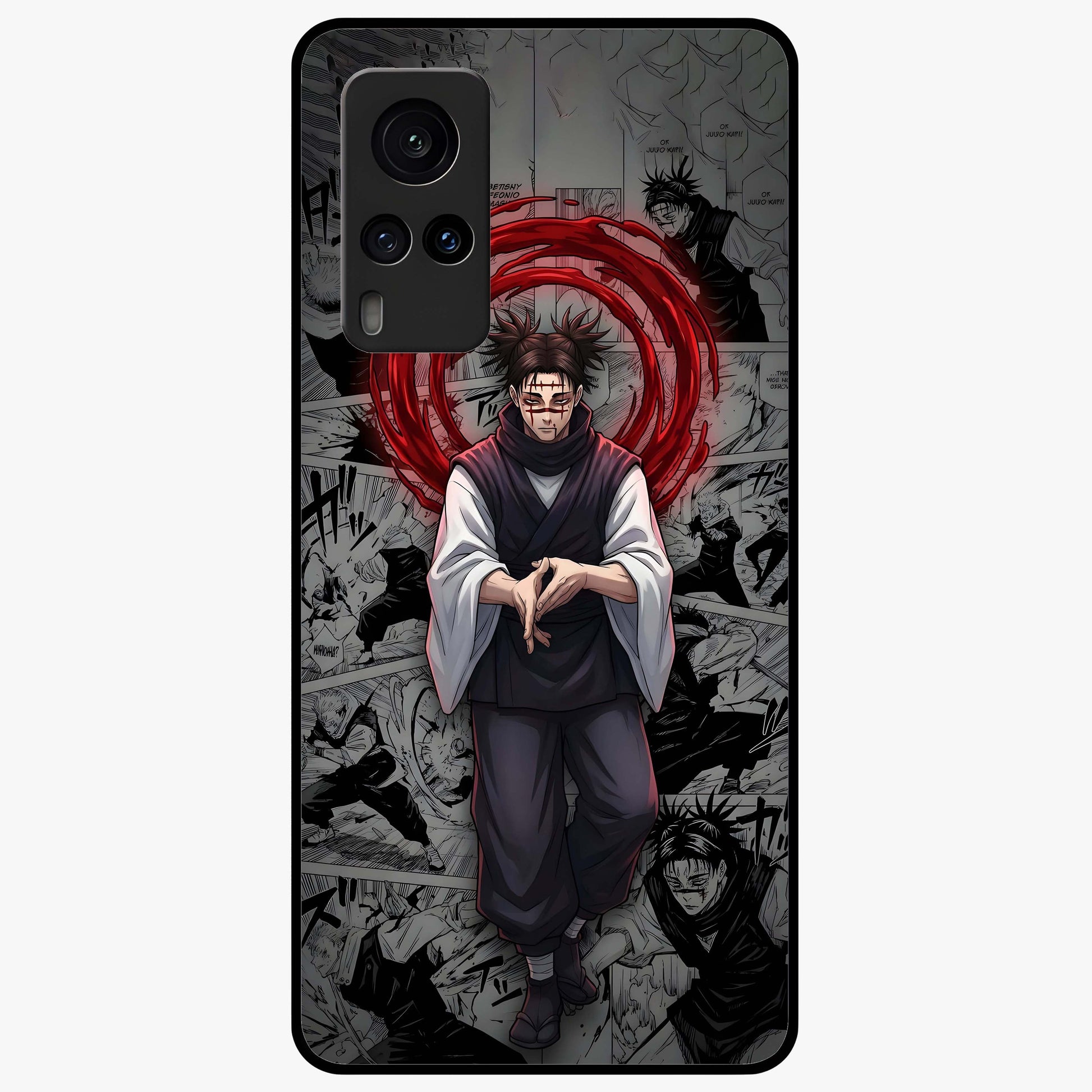 Cursed Ritual Ascension Glass Case showing flat back view with dark ritual themed artwork and glossy glass finish.