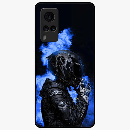 Cyber Sentinel Protocol Glass Case showing flat back view with futuristic cyber themed artwork and glossy glass finish.