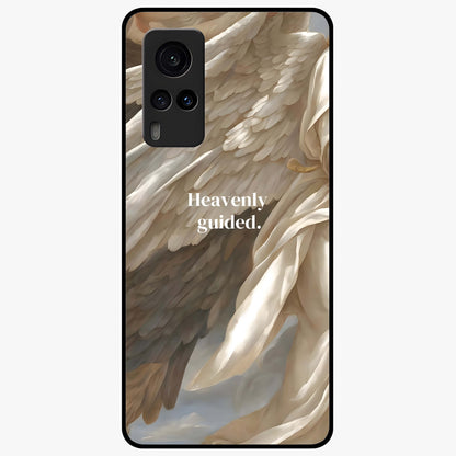 Divine Winged Grace Glass Case showing flat back view with elegant wing inspired artwork and glossy glass finish.