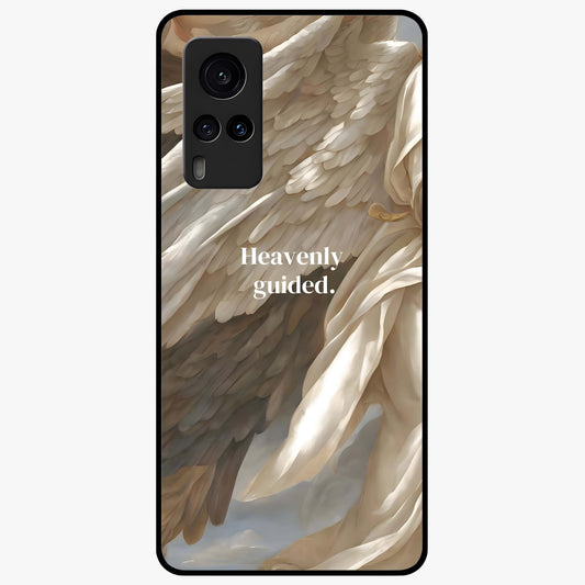 Divine Winged Grace Glass Case showing flat back view with elegant wing inspired artwork and glossy glass finish.