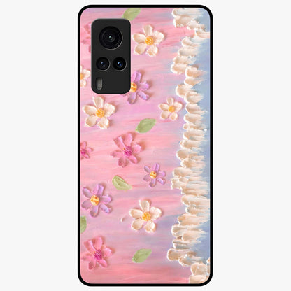 Dreamy Painted Garden Glass Case showing flat back view with artistic painted floral garden artwork and glossy glass finish.