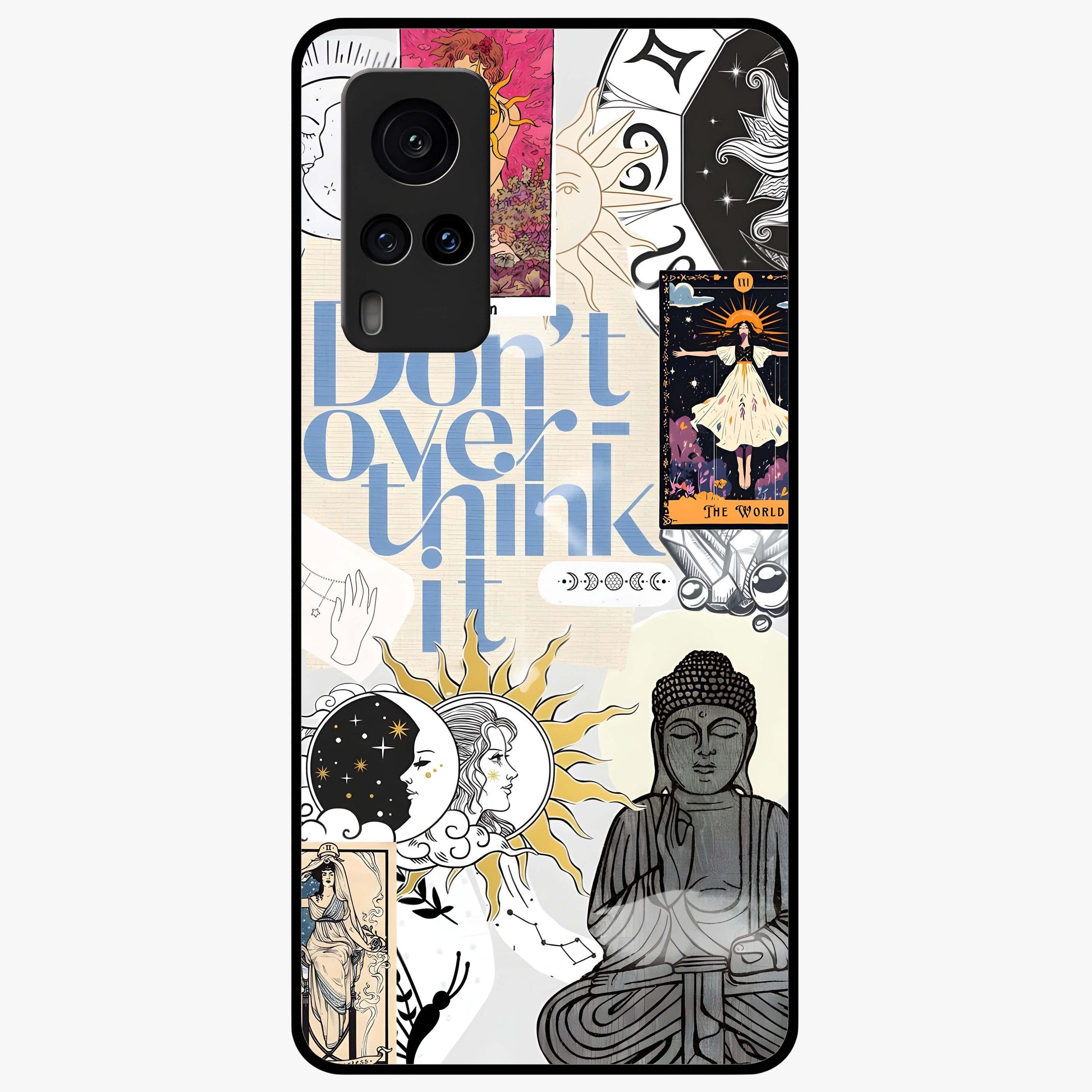 Ethereal Thoughts Glass Case showing flat back view with dreamy artistic artwork and glossy glass finish.