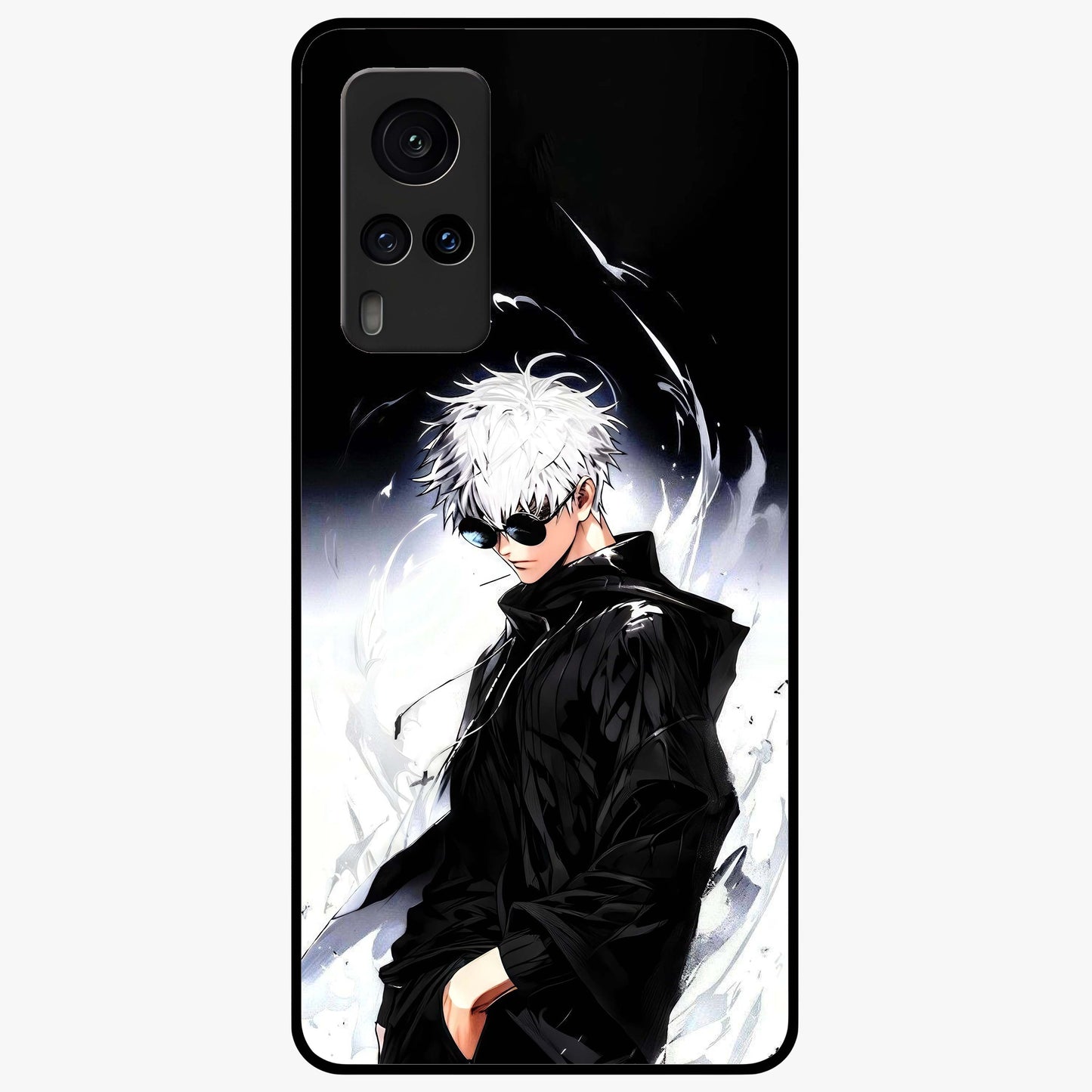 Limitless Shadow King Glass Case showing flat back view with powerful shadow warrior artwork and glossy glass finish.