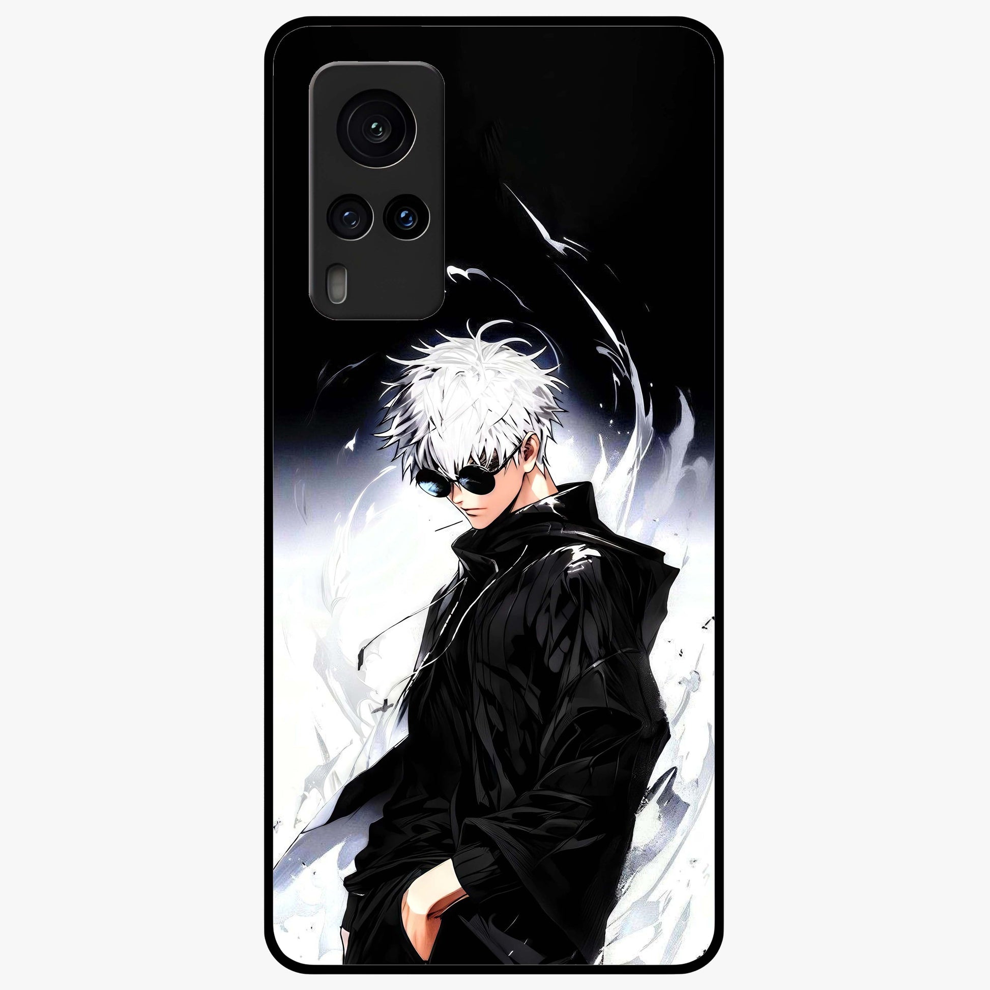 Limitless Shadow King Glass Case showing flat back view with powerful shadow warrior artwork and glossy glass finish.