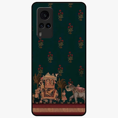 Macmerise Glass Case showing flat back view with stylish modern artwork and glossy glass finish.
