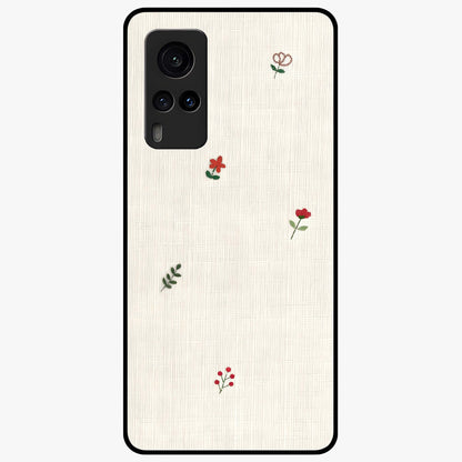 Minimal Petal Whispers Glass Case showing flat back view with soft minimal floral artwork and glossy glass finish.