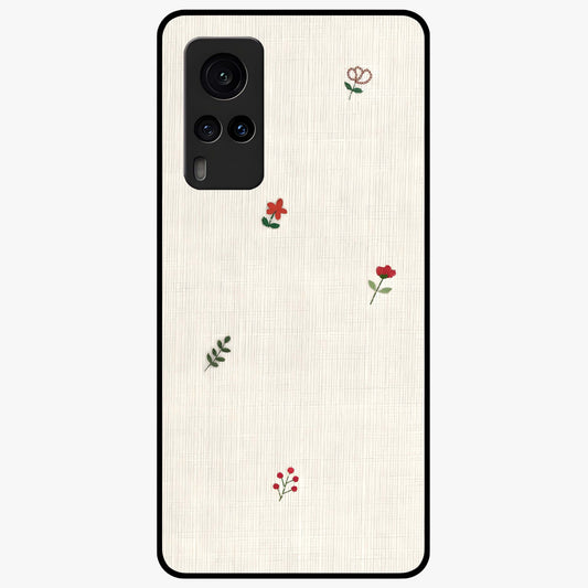 Minimal Petal Whispers Glass Case showing flat back view with soft minimal floral artwork and glossy glass finish.