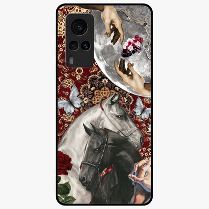 Moonlit Royal Stallion Glass Case showing flat back view with majestic horse under moonlight artwork and glossy glass finish.