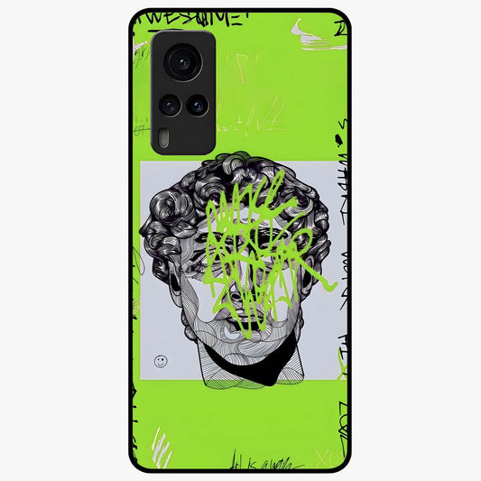 Neo Graffiti Rebellion Glass Case showing flat back view with vibrant graffiti artwork and glossy glass finish.
